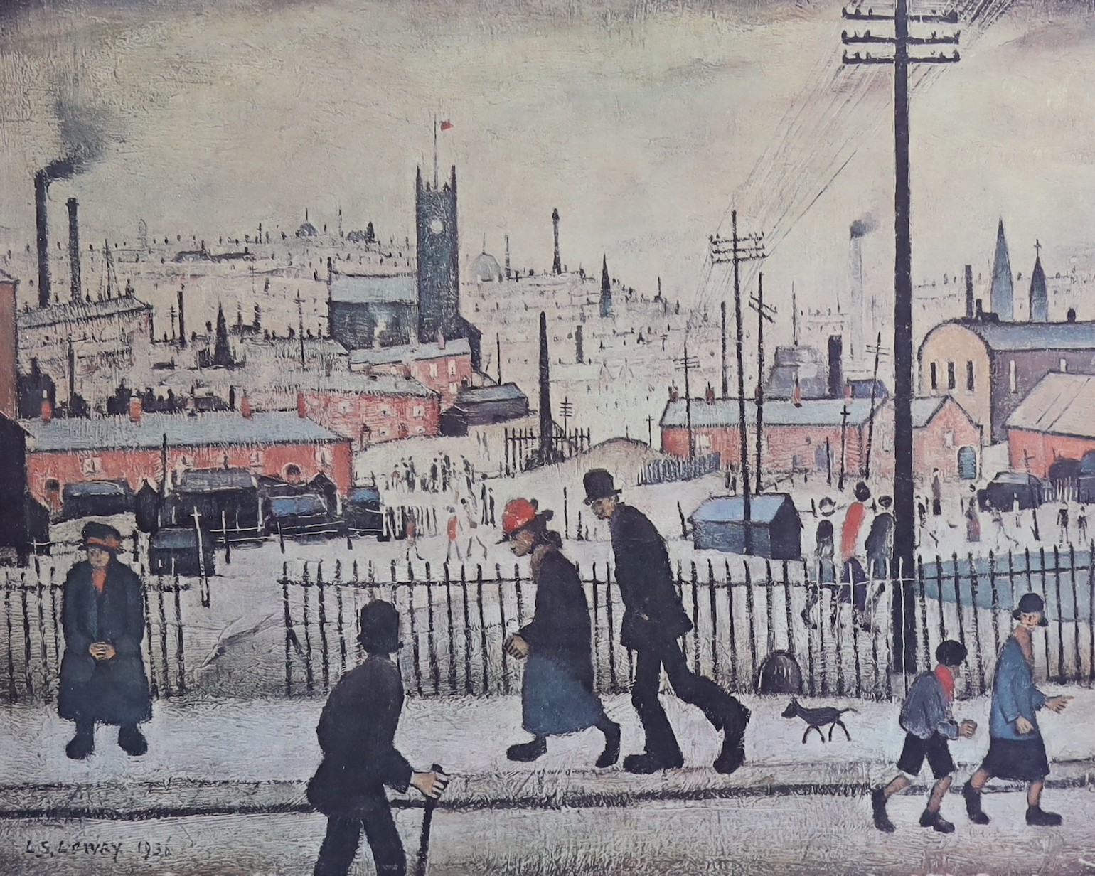 Lawrence Stephen Lowry R.A.(1887-1976), View of a Town, lithograph, 46 x 55.5cm.